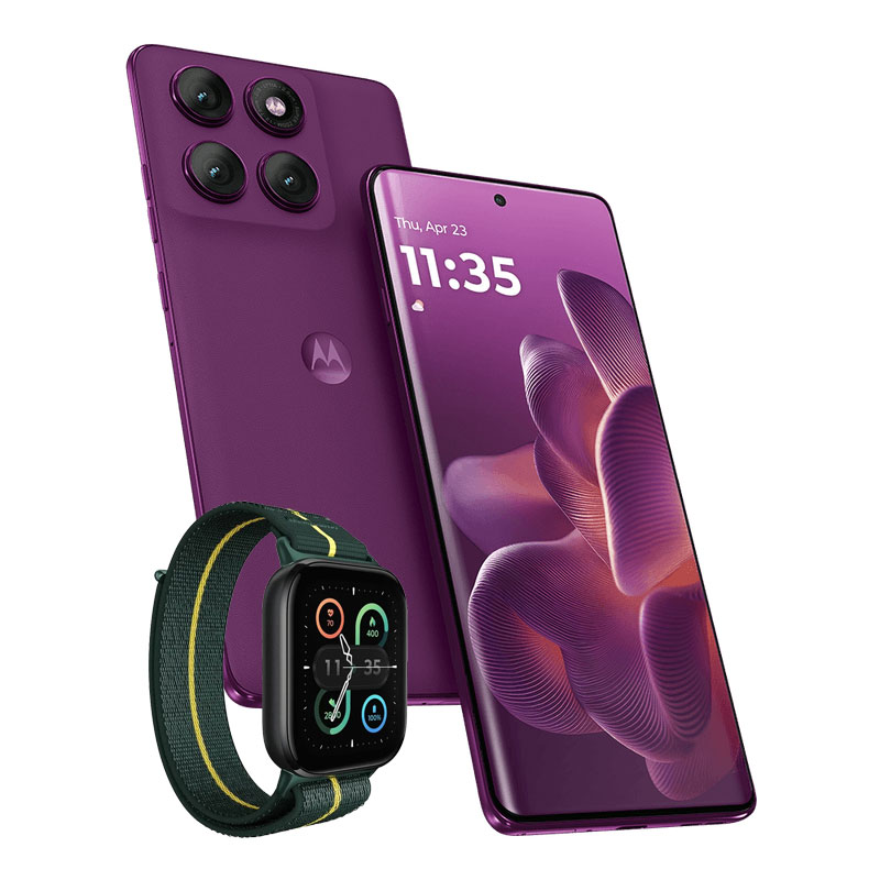 Telefono Motorola Edge 60 Pro xt2507-1 ds 12gb + 512gb sg Uva + Smart watch fit xt 2541-1 tg verde