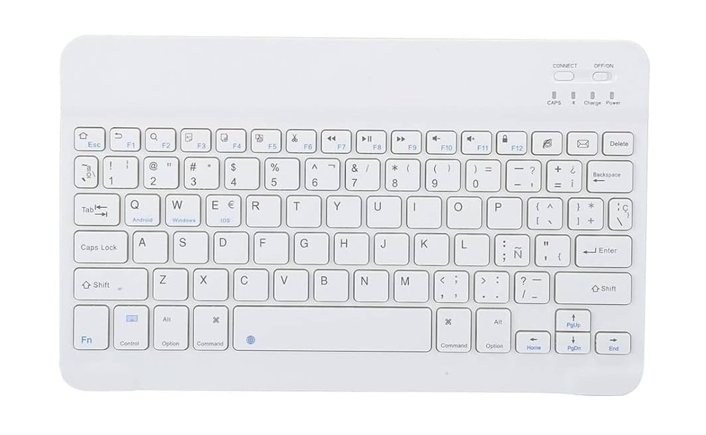 TECLADO INALAMBRICO 10" R/BLUETOOTH COLORES PASTELES GA-12 BLANCO/BLANCO