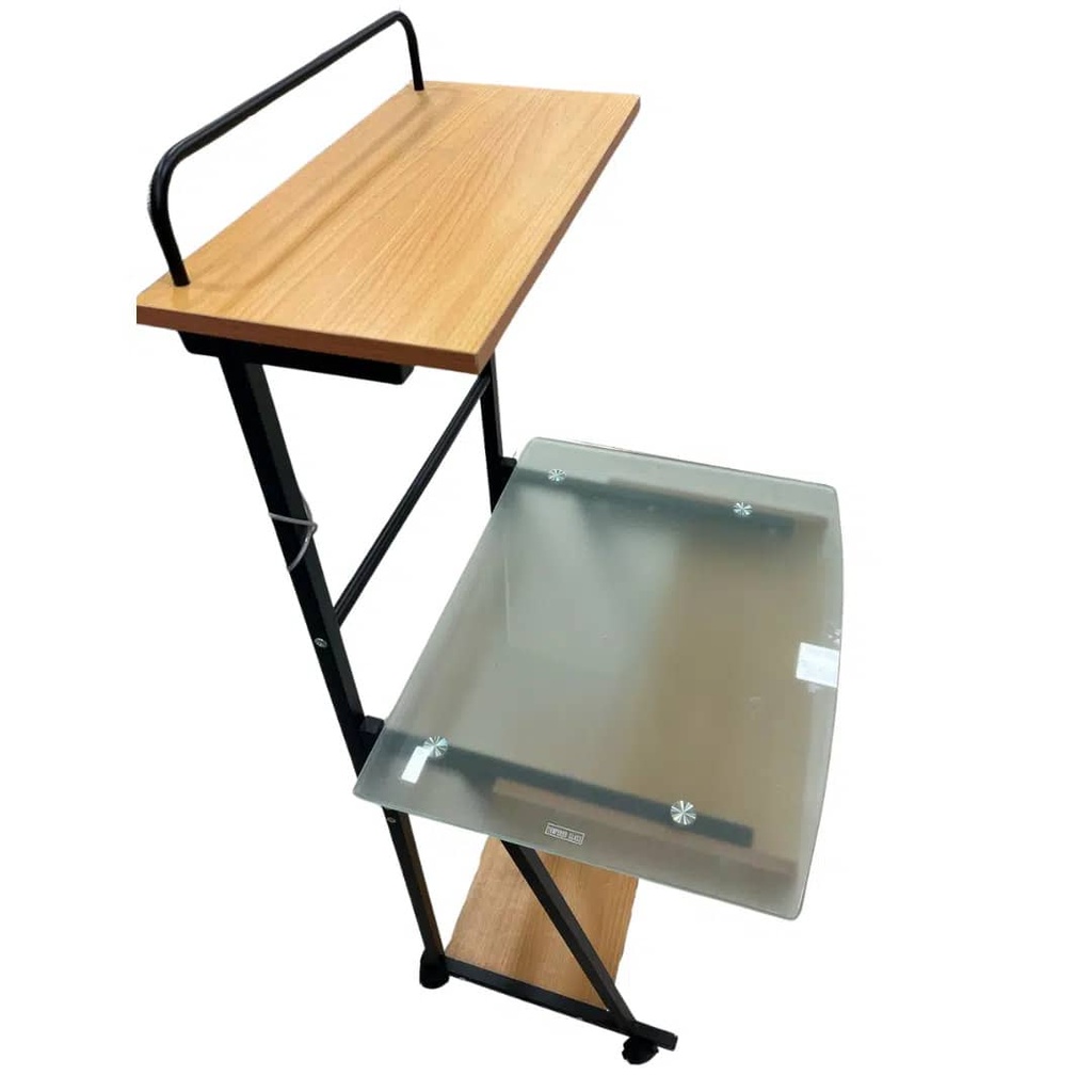MESA PARA PC DE VIDRIO VANTEC 3 PISOS SQ-GLASS698B AMARILLO