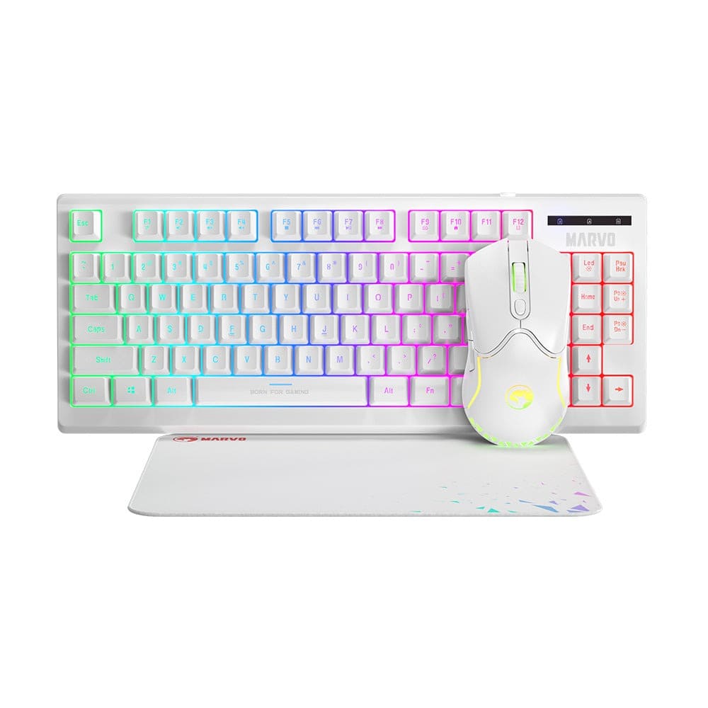 ComboTeclado/mouse/mouse pad marvo CM310wh SP 3 EN 1 blanco