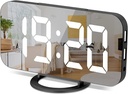 RELOJ DESPERTADOR CON ESPEJO DIGITAL PANTALLA LED GRANDE PUERTO USB INCLUYE CARGADOR 17X4X6CM GA-6
