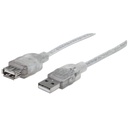 Cable de extension manhattan usb 2.0 blindado am-ah 3m translucido 340496